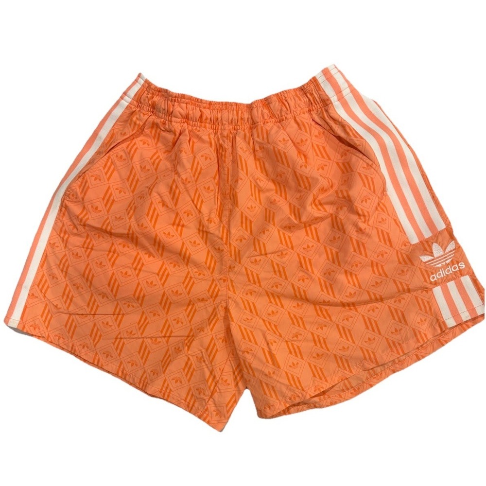 Adidas Originals Geometric Monogram Trefoil Logo Chalk Coral Woman's MED Shorts